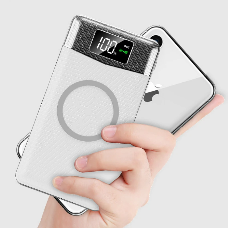30000 mAh power bank Беспроводное зарядное устройство power Bank переносная вместительная компактная Универсальная внешняя батарея для iPhone X 8 7 6
