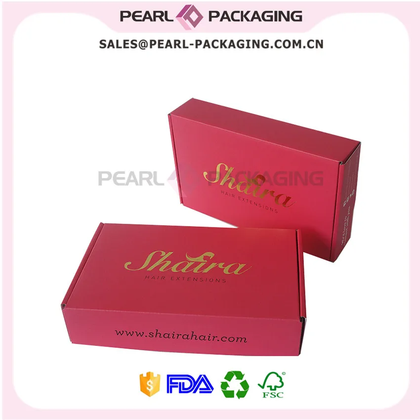 Цвет Fuschia логотип Золотая печать упаковочная коробка для волос Размер 9 5 &quotx 6&quot x