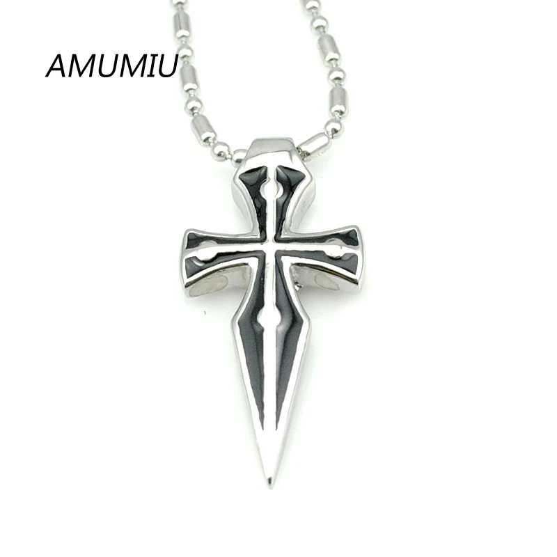 Мужские Подвески AMUMIU в стиле хип хоп из нержавеющей стали Thunder Crucifix Cross трендовая