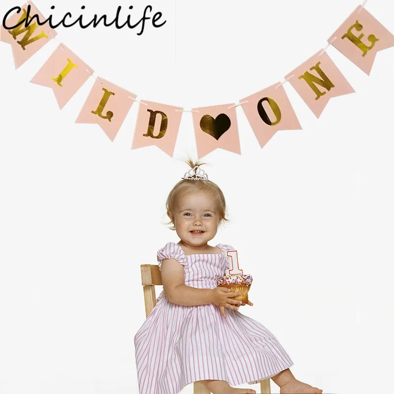 Chicinlife 1 комплект баннер Wild One для вечеринки в честь Дня Рождения гирлянда первого