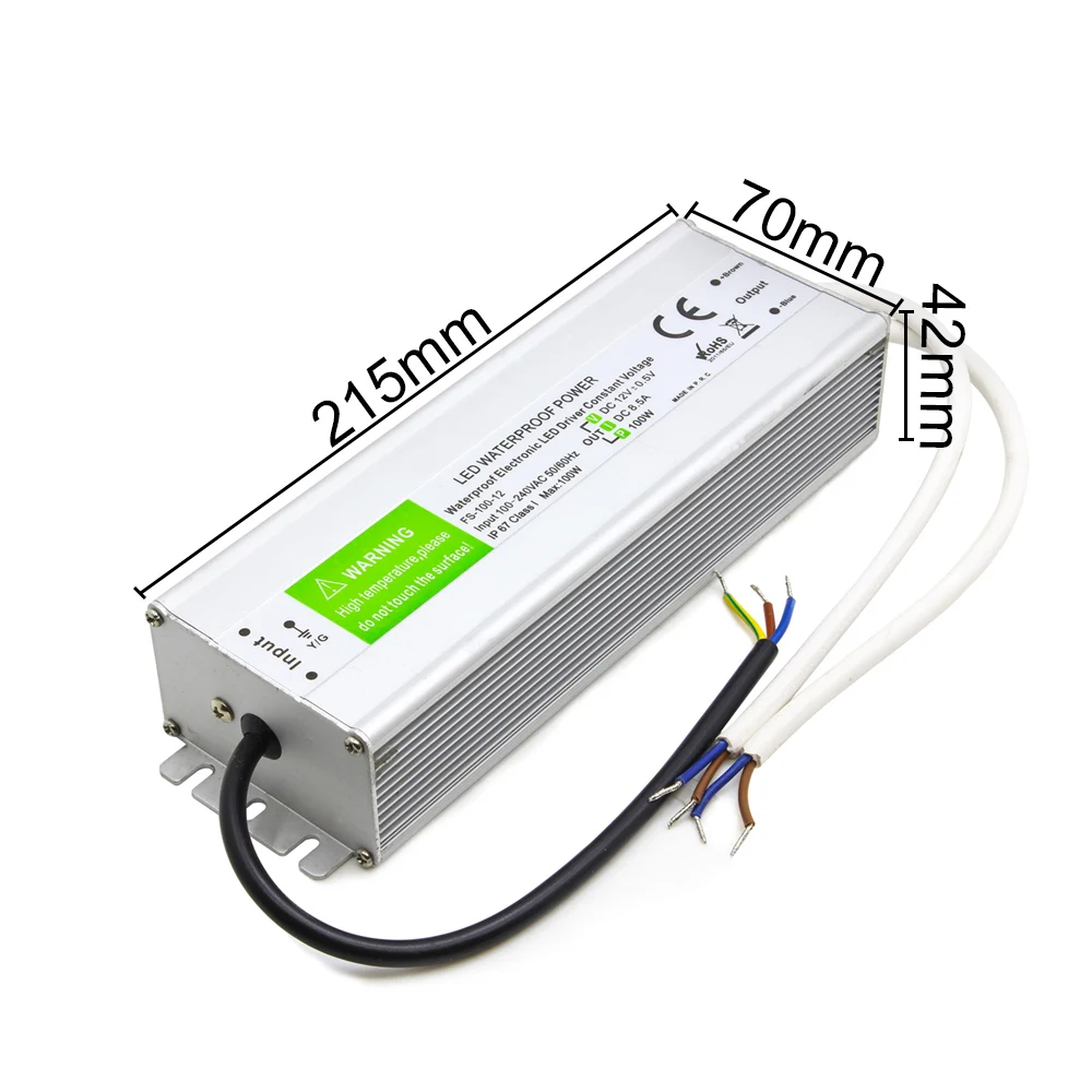 100W Светодиодный выход драйвера DC12V адаптер IP67 Открытый водонепроницаемый