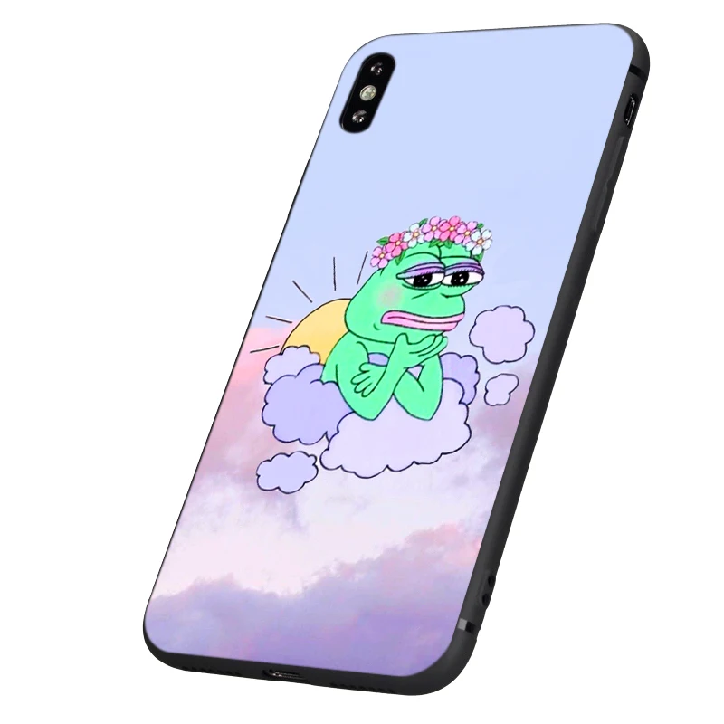 Черный чехол ТПУ для iphone 5 5s se 6 6s 7 8 plus x 10 силиконовый чехол для iphone XR XS 11 pro MAX чехол Забавный лягушка мем животное