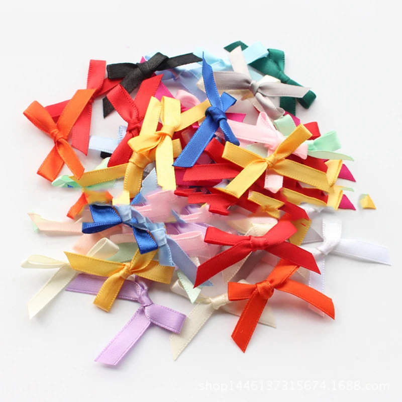 

50 PCS 3*4.5cm Assorted Mini Satin Ribbon Bows Tied Craft Embellishment Wedding Decor