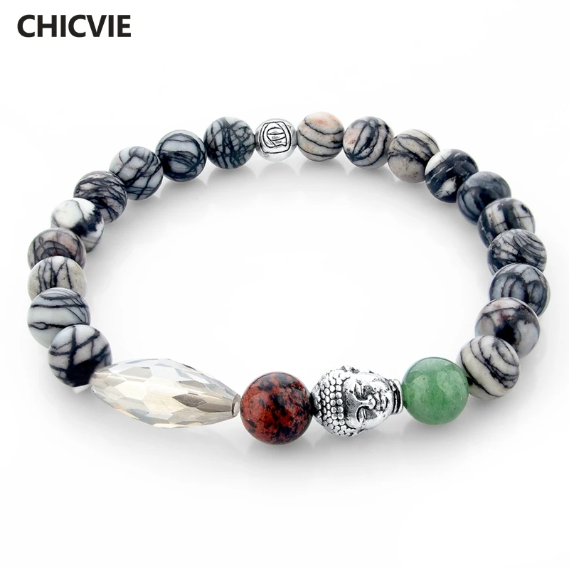 

CHICVIE Natural Stone Buddha Charm Bracelets & Bangles Women Men Friendship Bead With Stones Jewelry Bracelet Femme SBR150260