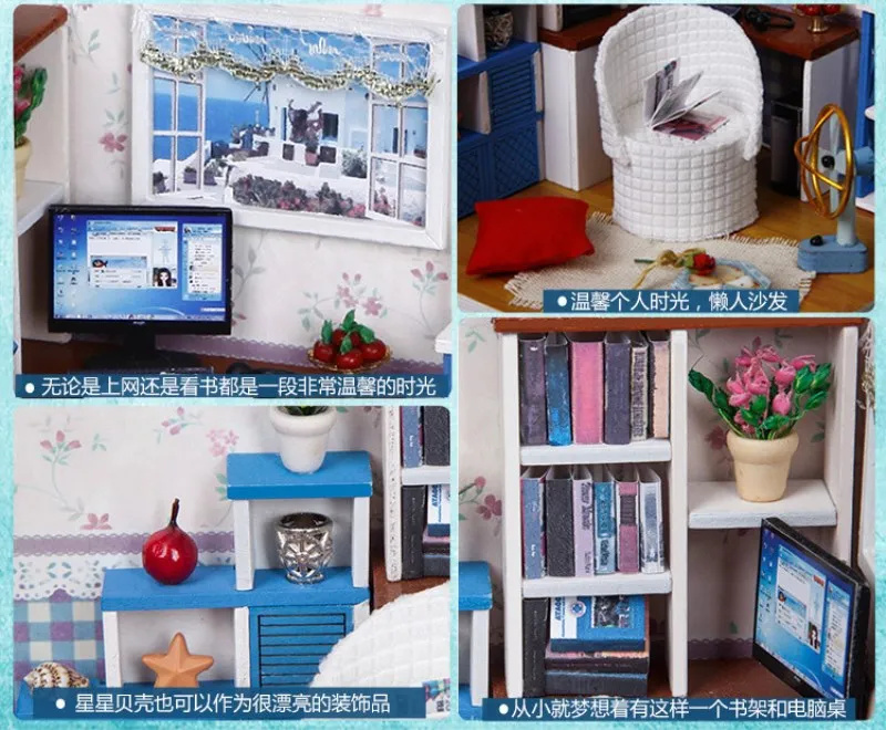 DIY деревянный дом Кукольный дом Мечта детство собрать 3D миниатюры кукольный домик модель мини кукольные домики мебель игрушки для детей