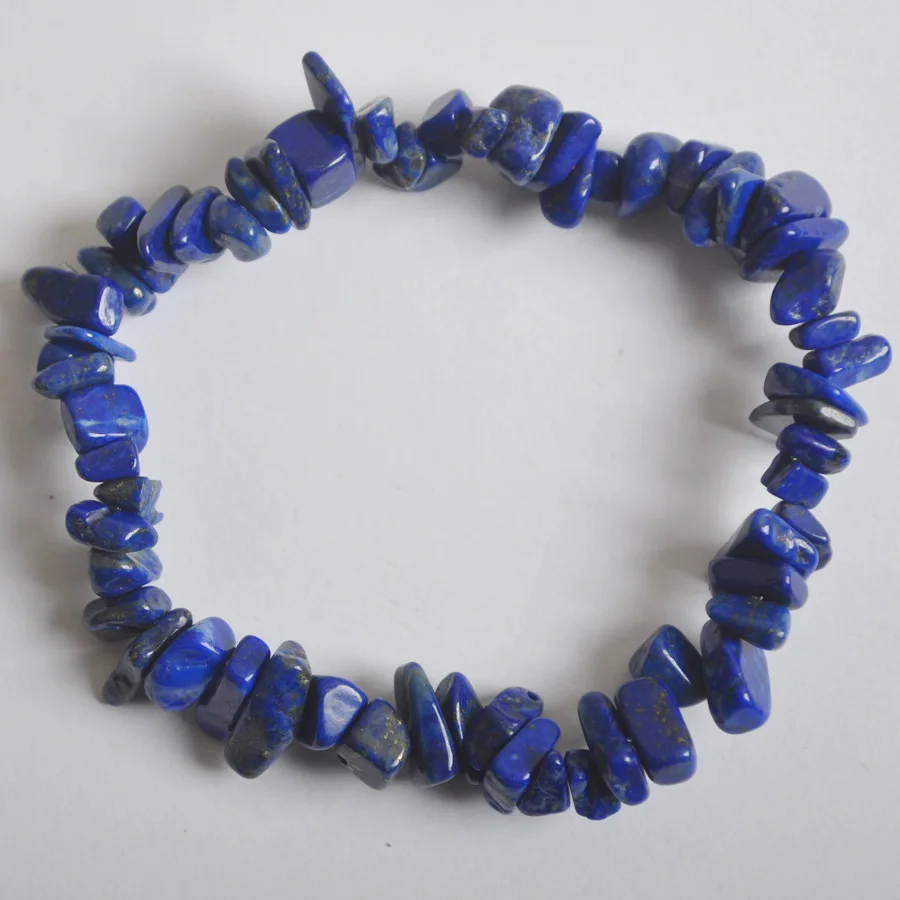 

Lucky Chip Beads Blue lapis Stretch Bracelet 8 Inch Jewelry For Woman Gift G663