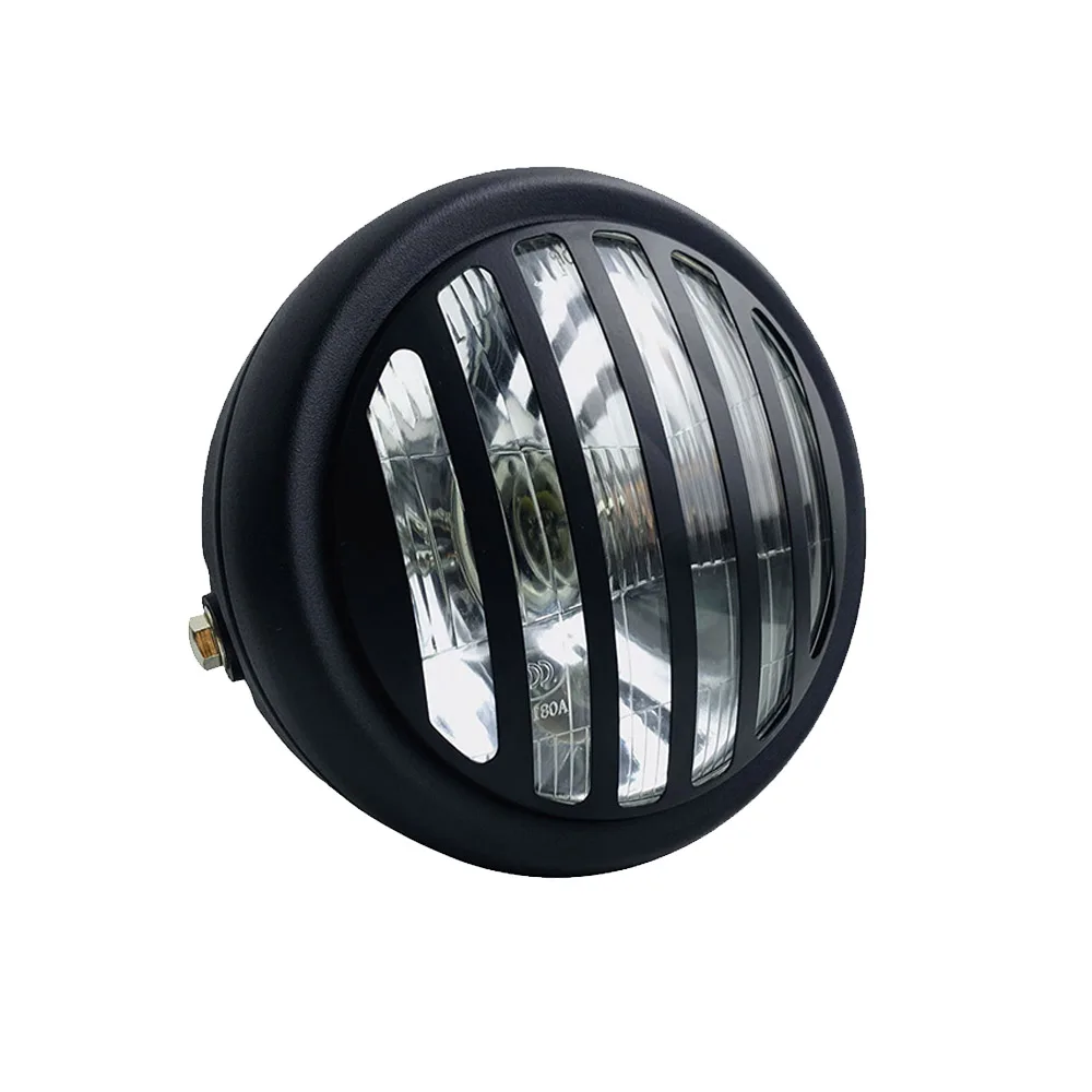 Black head light 12 В мотоциклетный металлический Ретро-светильник на голову для гриля, мотоциклетный головной светильник, винтажный передний светильник, круглый светильник для Harley, кафе, Racer - Color: Black head light