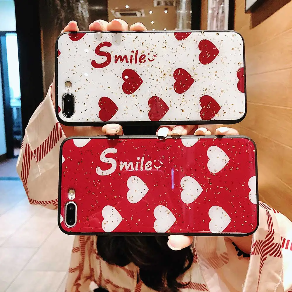 Boucho Gold Foil Love Phone Case For iphone XS MAX XR Cover letter smile Cases X 8 7 6S 6 Plus Soft Silicone |