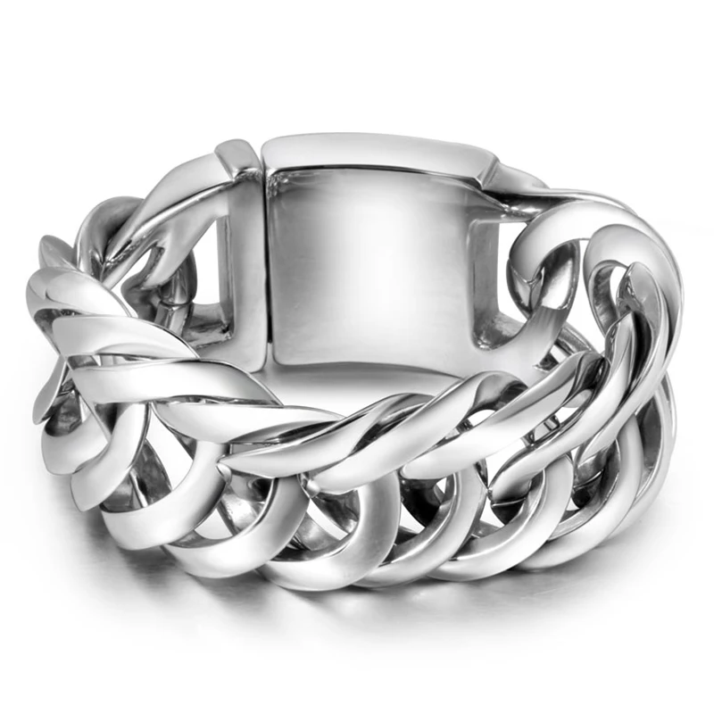 Мужские массивные байкерские браслеты Rocker браслеты-цепочки из нержавеющей стали