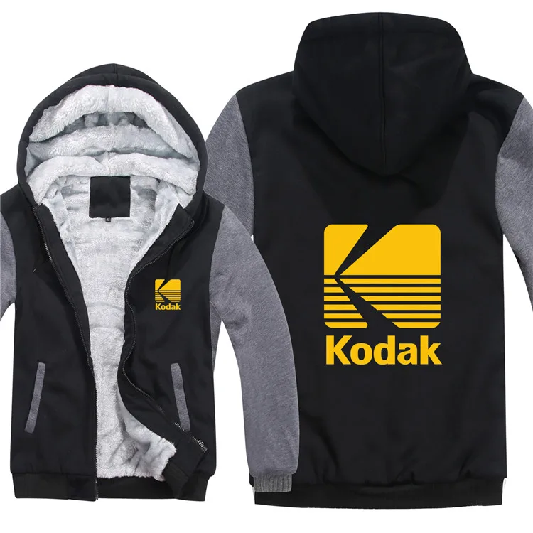 as picture Зимние толстовки Kodak, мужское модное пальто, шерстяная куртка с подкладкой, утепленные толстовки Kodak, худи, HS-069 - Цвет: as picture