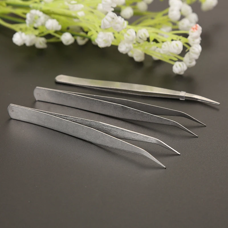 

2Pcs/Set 8.8 9.8cm Stainless Steel Tweezers Set DIY Tools Pointed Elbow Straight Tweezer Repair Jewelry Hobby Craft Wholesale