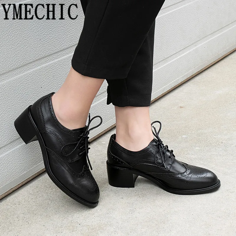 Туфли лодочки YMECHIC 2019 из натуральной кожи в британском стиле женская обувь на