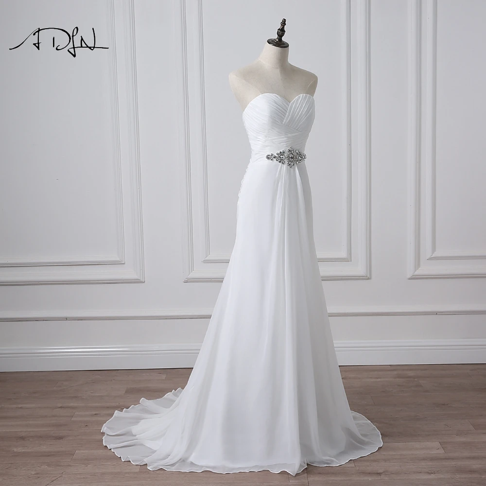 Женское свадебное платье ADLN шифоновое размера плюс со шнуровкой и стразами до 50