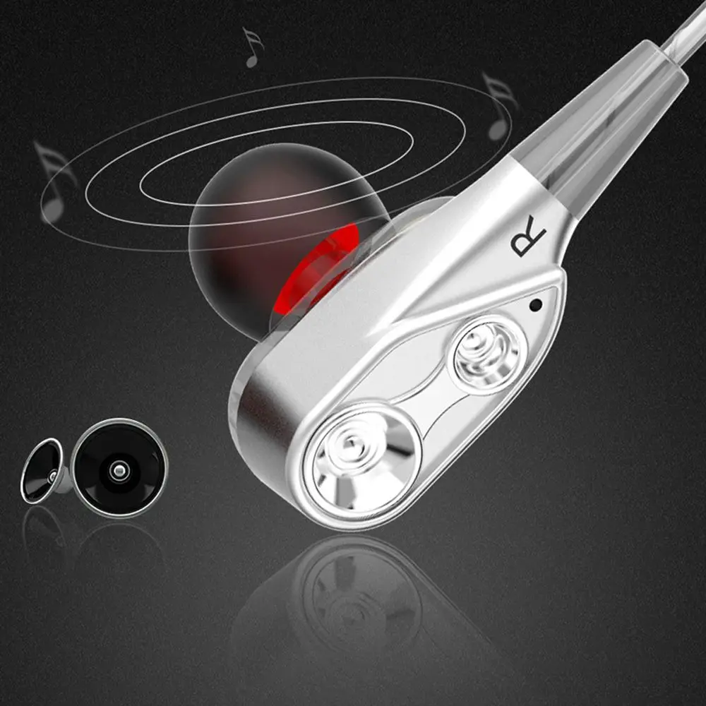 Handsfree, двойной драйвер, микрофон, двойной блок, стерео, бас, наушники для бега, Спортивная гарнитура, сабвуфер, 4 ядра, наушники для Mp3 телефона