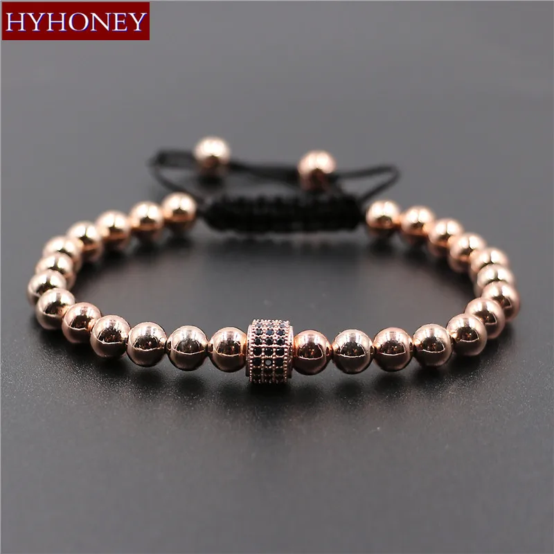 2017 Модная медная оплетка из бусин и микрофианита браслет макраме для мужчин