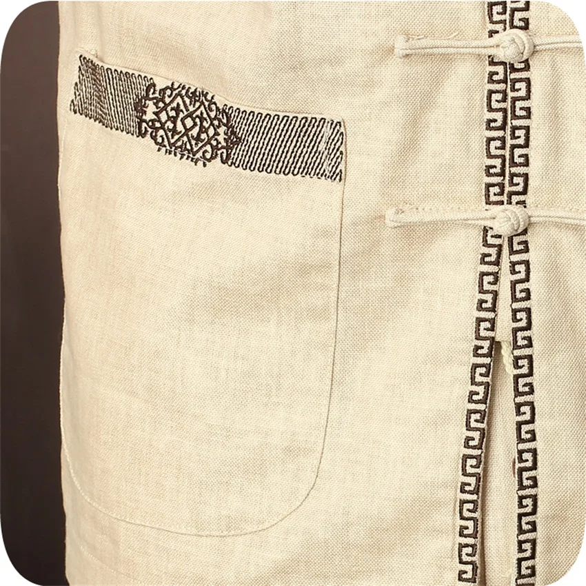 Горячая Распродажа Китайская традиционная Мужская рубашка из хлопка и льна в 17