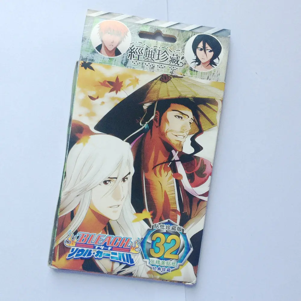 32 шт./кор. Аниме Bleach Бумага коробка Стикеры для мобильных устройств на стены Стикеры s классические детские игрушки подарок скейтборд каракули Стикеры