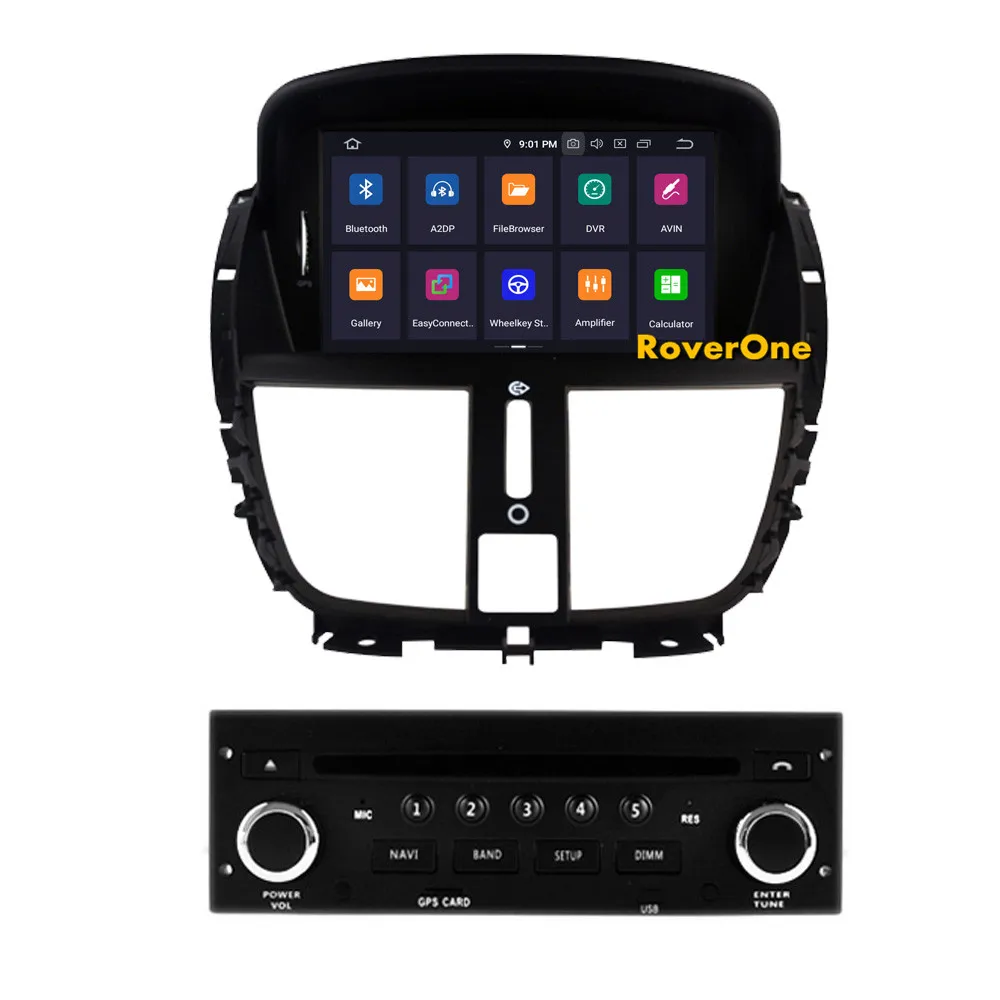 RoverOne Android 9,0 Восьмиядерный автомобильный Радио DVD gps для peugeot 207 207CC 207SW 4G+ 64G сенсорный экран мультимедийный плеер головное устройство