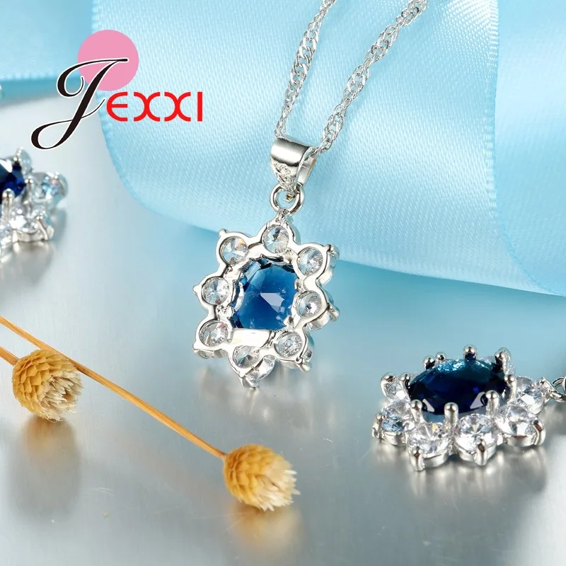 

Classic 925 Sterling Silver Necklace Earrings Jewelry Set Crystal Fashion Bijoux Women Wedding Gifts Fast Shipping