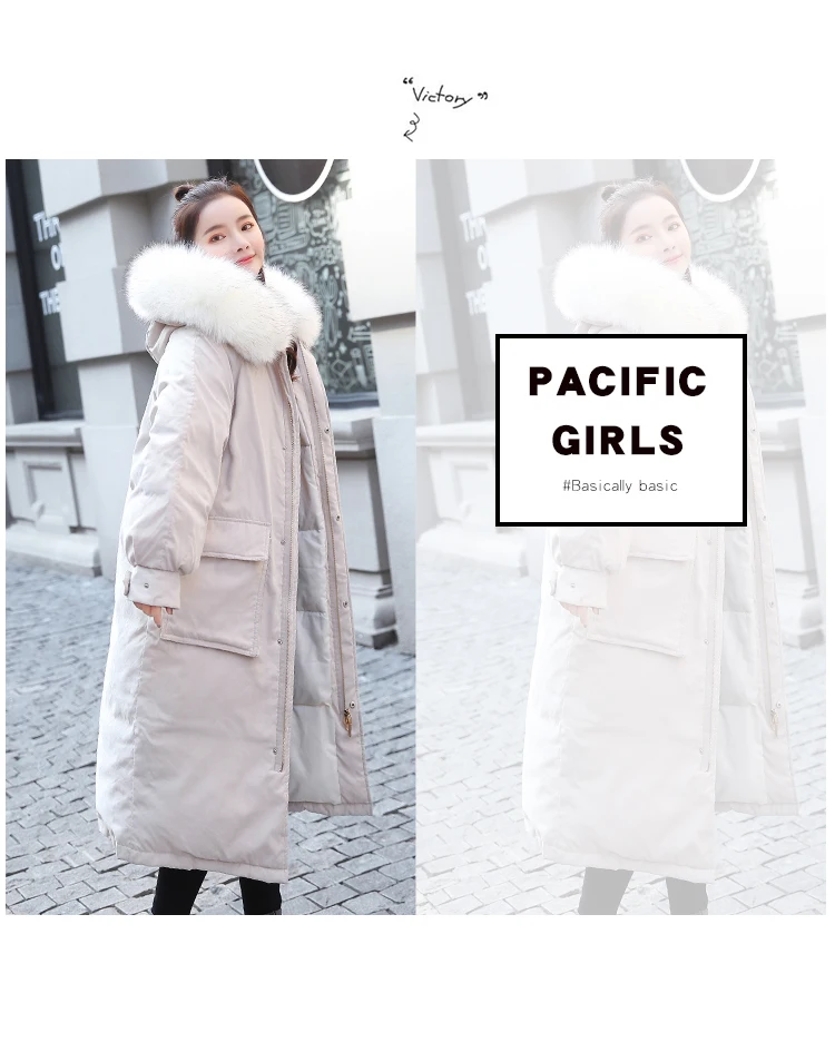 AYUNSUE Parkas Mujer Long Winter Jacket Women Coat Korean Parka Fur Collar Large Size warm padded womens jackets KJ2471