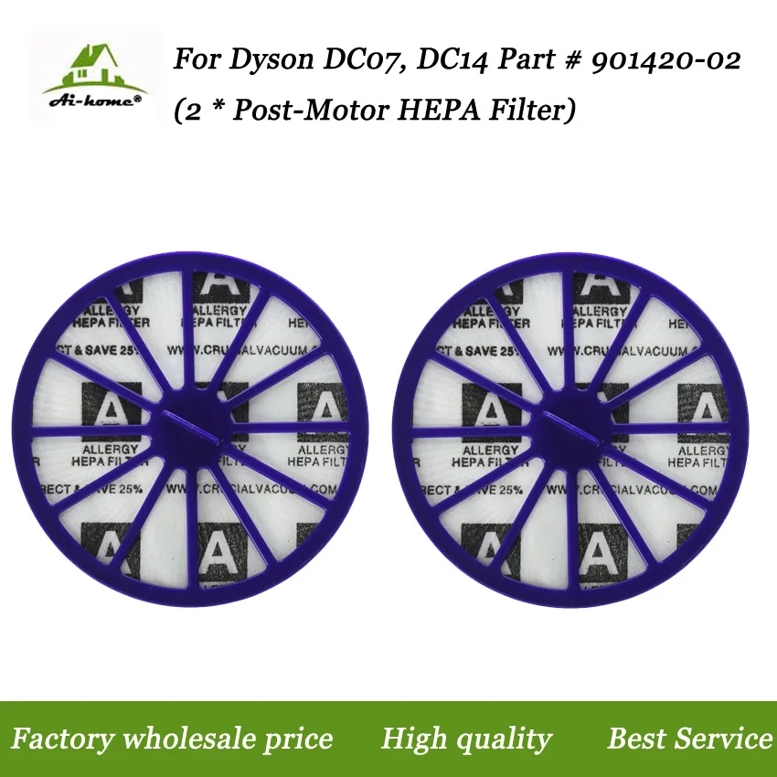 

2 x For Dyson DC07, DC14 Purple Post-Motor HEPA Filter Replaces for Dyson DC-07 DC-14 Vacuum Part # 901420-02,90142002 Accessory