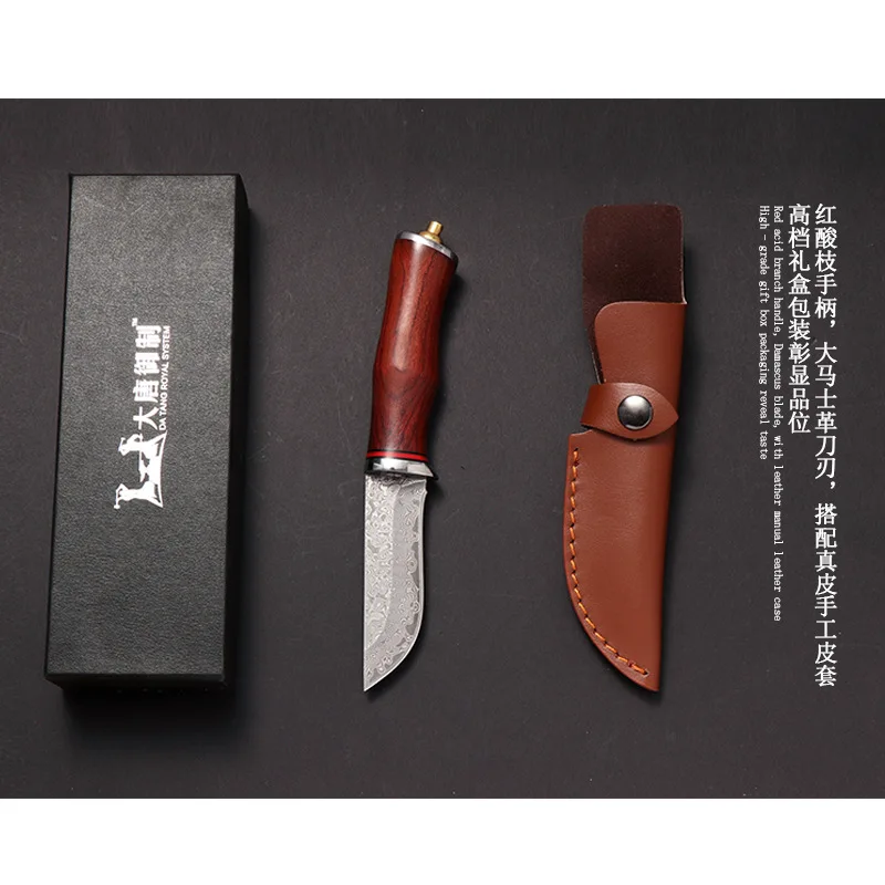 Handmade forged Damascus steel hunting knife 58 HRC Camping ebony handle Survival essential self-defense Favorites | Инструменты