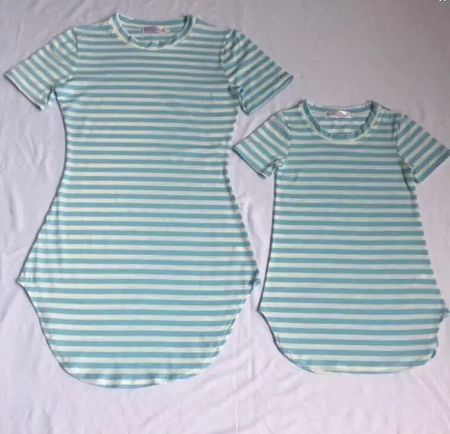 Mother Daughter Dresses Family Look and Clothes Casual Matching Stripe Mommy And Me | Мать и ребенок