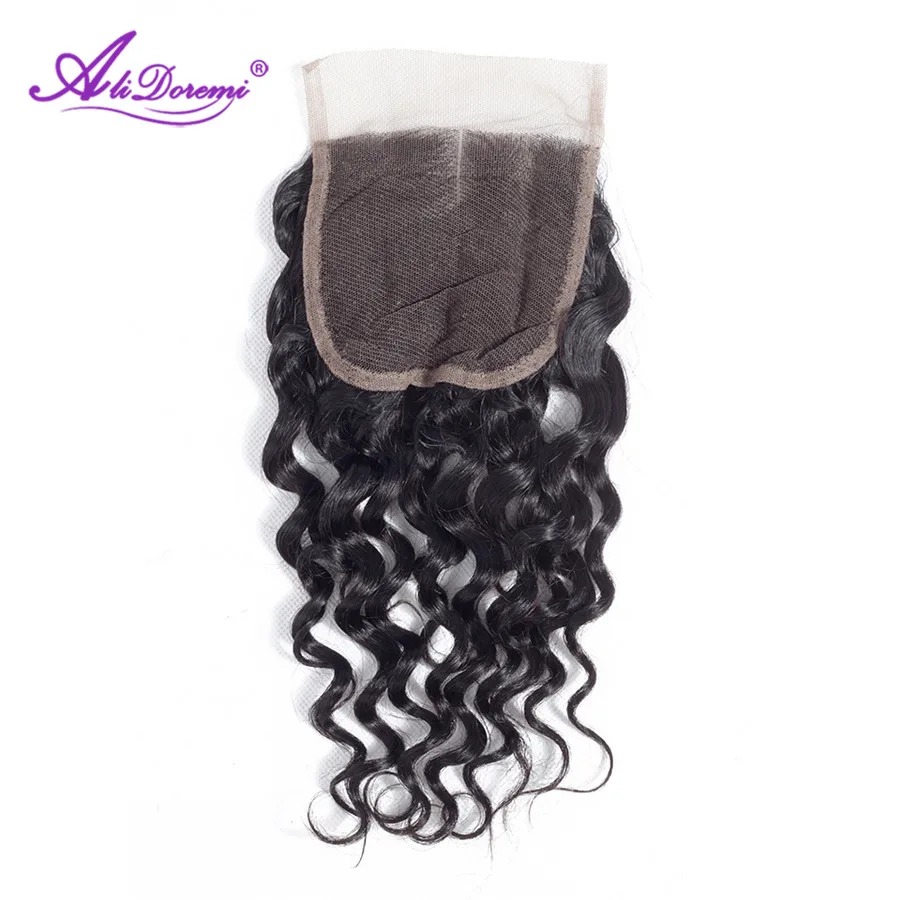 Alidoremi волосы малазийские волнистые кружева закрытие не Реми бесплатная часть 4x4