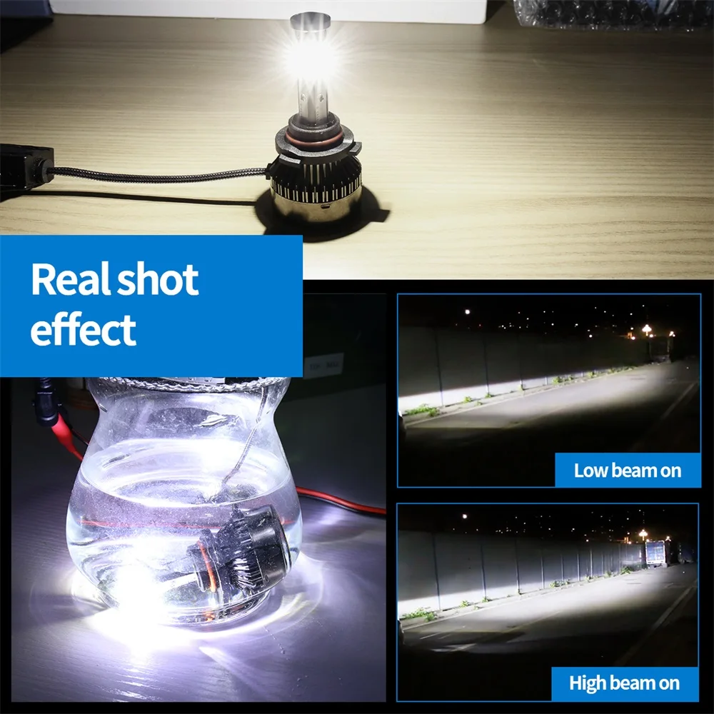 

Mdatt New Headlight 4 Side Car LED Head Lamp H8 H9 H11 9005 9006 HB3 HB4 H7 H4 Super Bright Spotlight