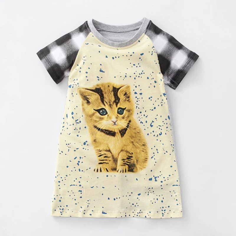 

Little Maven/Брендовое От 1 до 6 лет платье для маленьких девочек; Летние платья с короткими рукавами; Хлопковые повседневные Длинные Топы; Одежда ...