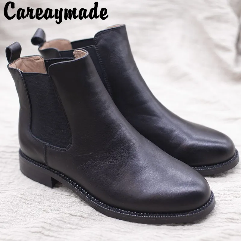 

Careaymade-Farmers autumn new flat-heeled women's shoes,literary and artistic retro leisure fashion boots, Leather Handmade boot