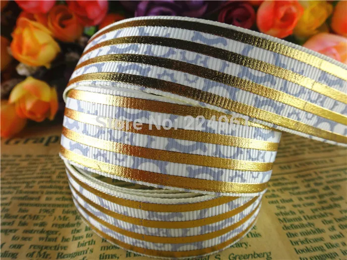 3 15080639,7/8 ''(22 мм) 10 ярдов золотые полосы фольга печатные корсажные ленты мультфильм ленты аксессуары для волос лента - Цвет: 3