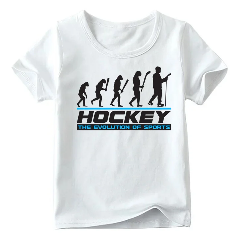 2019 детская смешная Футболка с принтом Эволюция хоккеера летние топы коротким