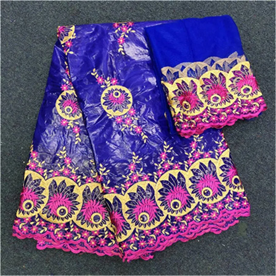 Women bazin riche brocade brode guinea fabric high quality lace nigerian gele headtie for women 5+2yards/lot | Дом и сад