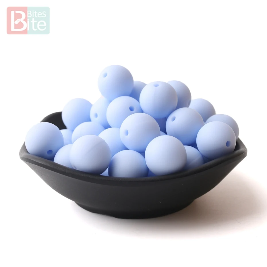 Candy Blue Кусачки 12 мм 30 шт. Силиконовые Бусины DIY Детские Прорезыватели для зубов аксессуары для изготовления детских прорезывателей мягкие бусины без бисфенола цвет - Цвет: Candy Blue