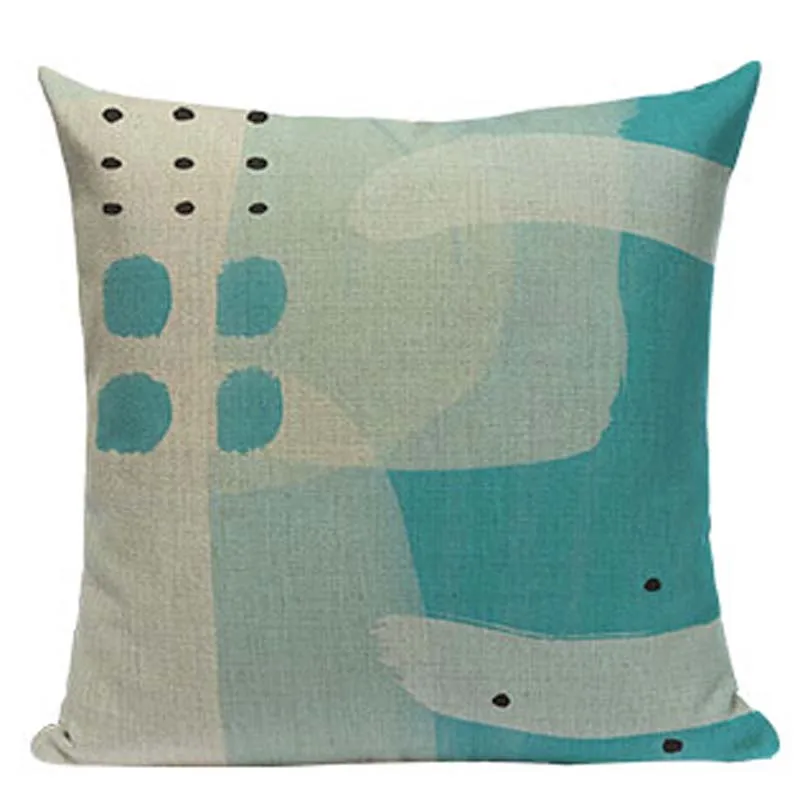 Акварельная круглая цветная подушка в горошек наволочка из хлопка и льна Чехол