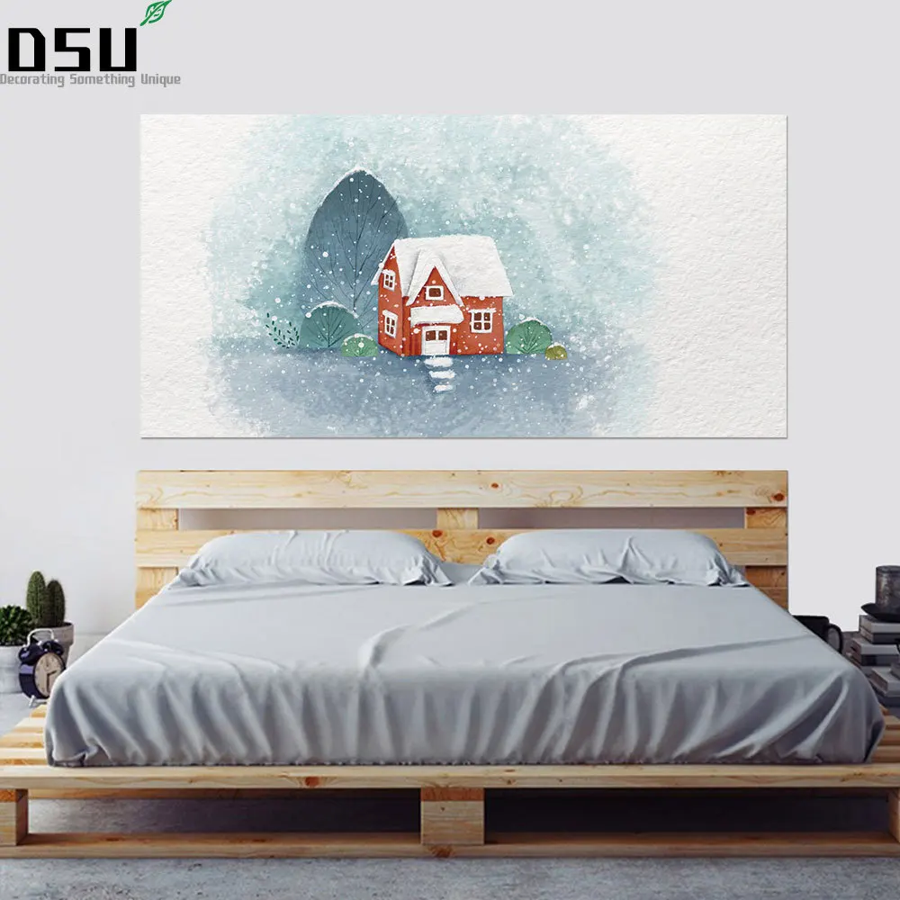 

Креативный Рождественский Настенный декор со снежной изголовьем, изголовьем кровати, настенный стикер, свадебные обои, серия альбомов, спа...