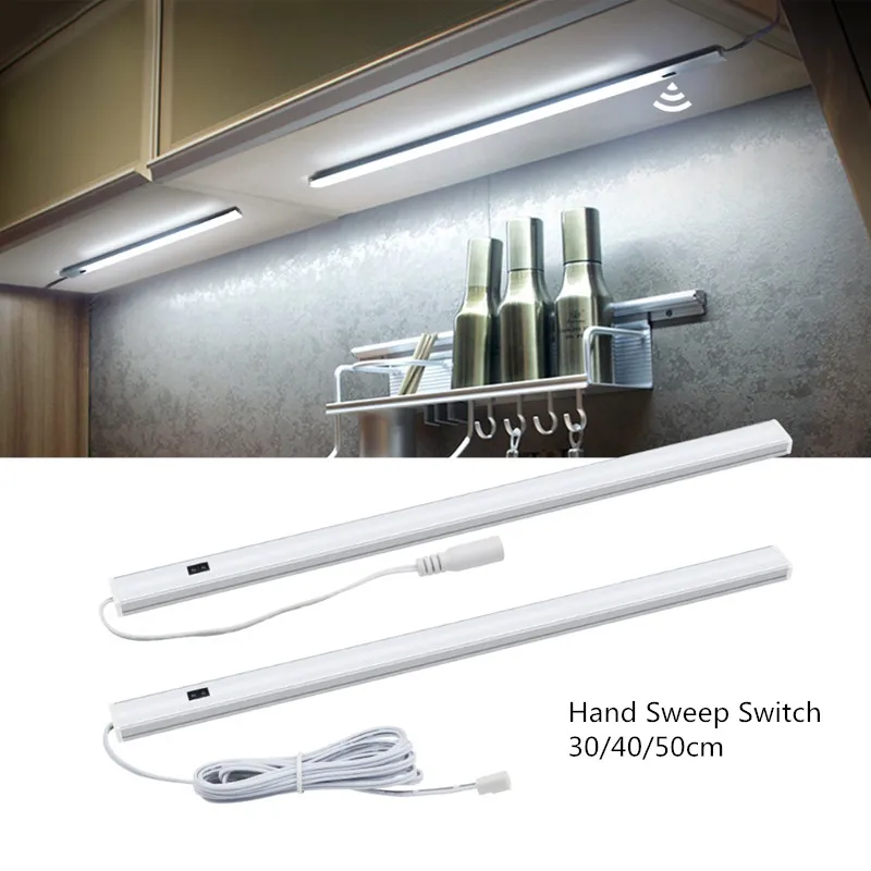 

1PCS Hand Sweep Switch LED Under Cabinet Kitchen Light 30/40/50cm Bedroom Wardrobe Closet Night Light Bar Light Indoor Home Lamp