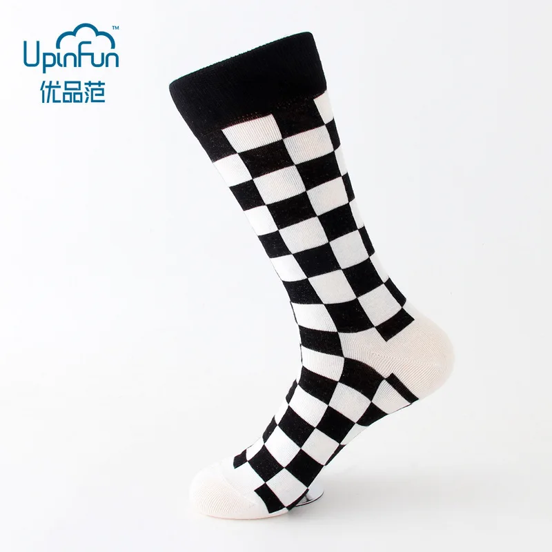 Носки мужские в клетку 4 пары/Лот хлопок шахматные геометрические стиль