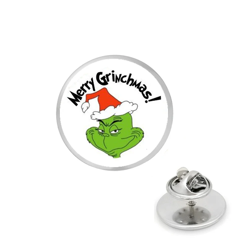 Новая брошь на булавке Grinch стеклянная круглая с животными аниме ювелирные