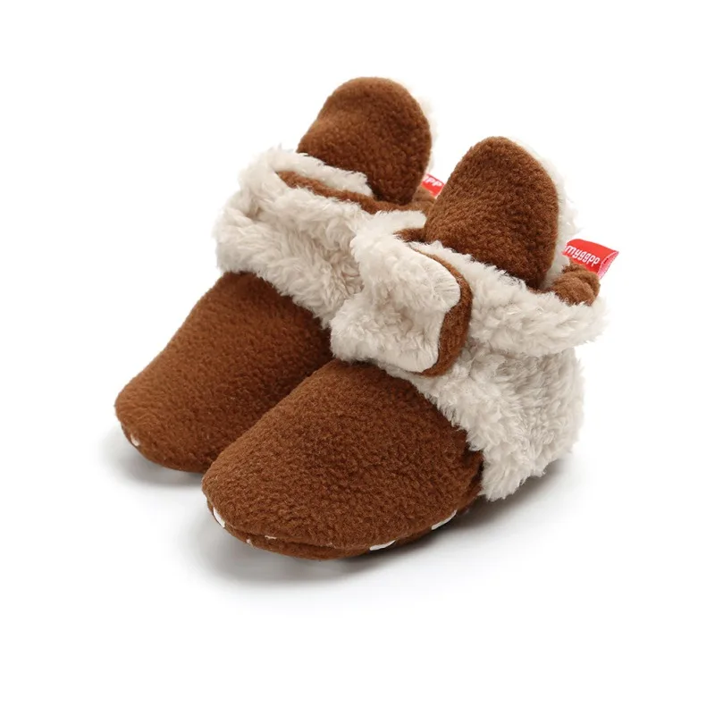 CX Унисекс для новорожденных Cozie из искусственного флиса Bootie зимняя теплая детская кроватка для новорожденных обувь классический напольный мальчиков M - Цвет: CX