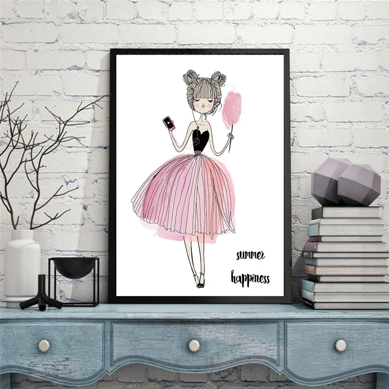 Акварель Красота девушки холст искусство постер жикле печать живопись милые