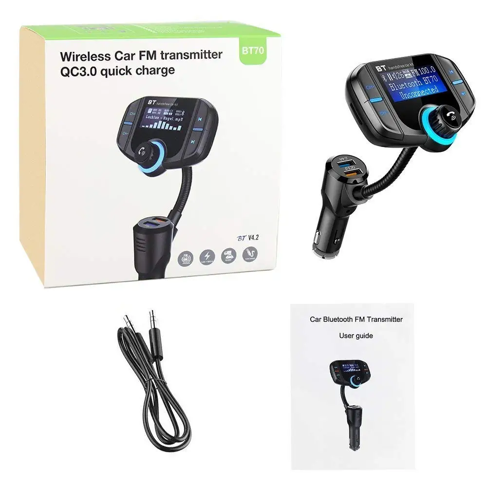 Fm-передатчик модулятор QC 3,0 быстрое зарядное устройство Handsfree Bluetooth автомобильный комплект FM Радио MP3 плеер двойной USB с AUX TF слот для карты