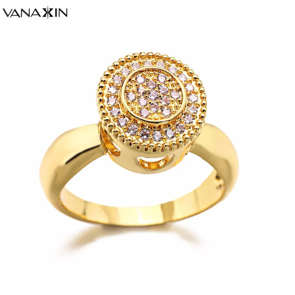 VANAXIN Cake Shape Rose/Gold/Silver Color Round Rings For Women Men Copper Ring With CZ Stones Free Gift Box Fashion Jewelry | Украшения и