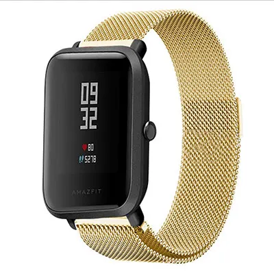Металлические ремешки для Xiaomi Huami Amazfit Bip BIT Lite Youth Smart Watch ремешок умный браслет 20 мм спортивный ремешок для часов Milans - Цвет: gold