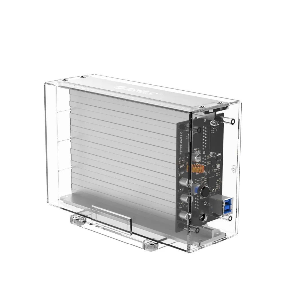 ORICO Dual 3,5 ''USB3.0 HDD чехол 6 Гбит/с SATA к USB 3 прозрачный с алюминиевым HDD док-станция UASP 24 ТБ добавить 12 В адаптер питания