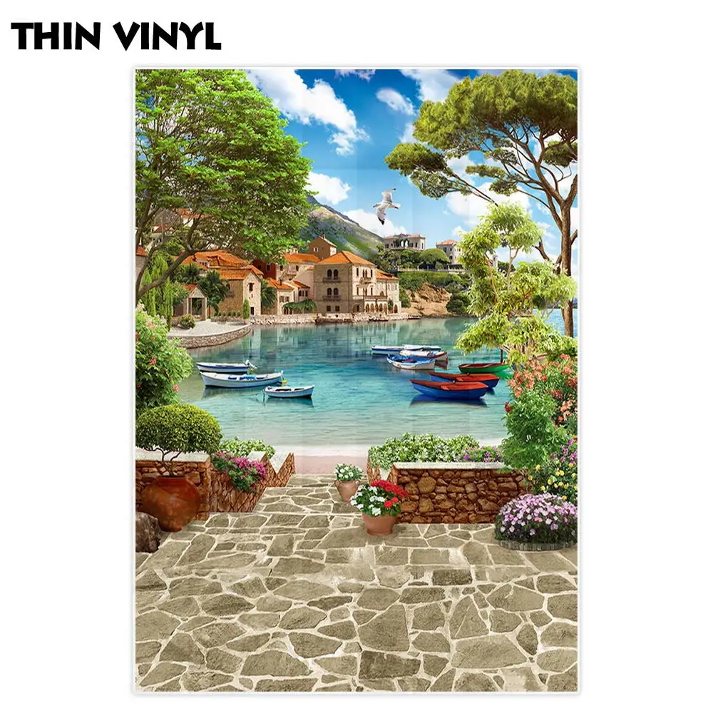 Allenjoy фон для фотосъемки с пейзажем Венеция летнее озеро корабль каменный цветок