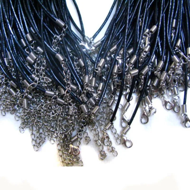 Ожерелье из натуральной кожи с застежкой карабином 10 шт./лот 2 мм 12 30 дюймов|necklace