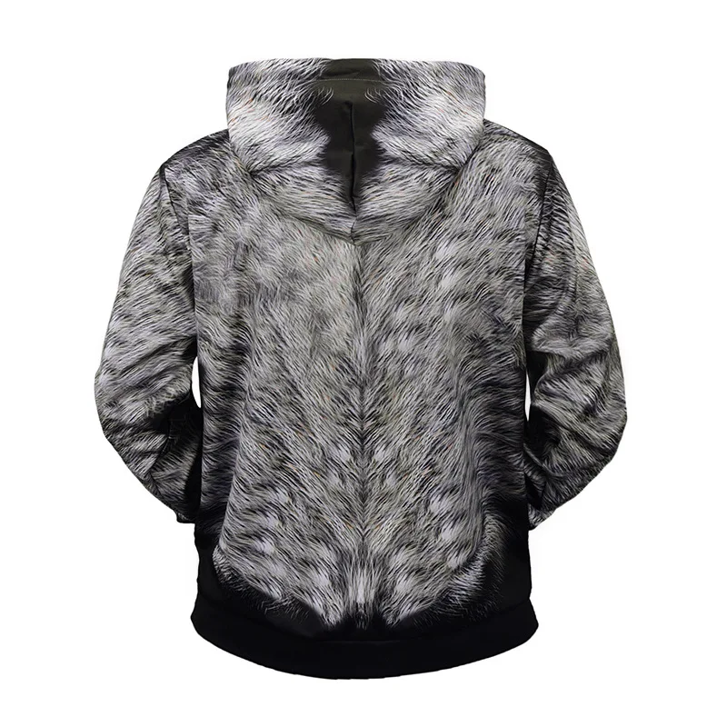 Черный волк толстовки 3D животных с капюшоном для мужчин и женщин Повседневная