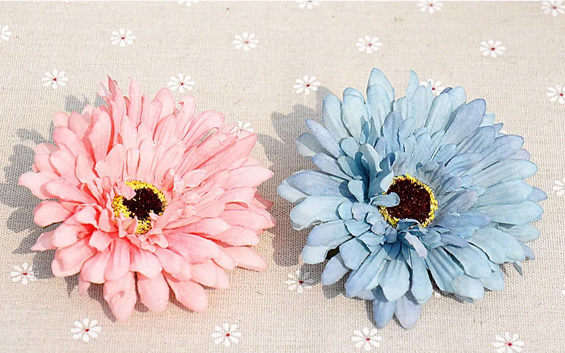 

100pcs 9cm artificial flowers cheap for home wedding Hat decoration accessories flowers Silk Retro gerbera New Year Christmas